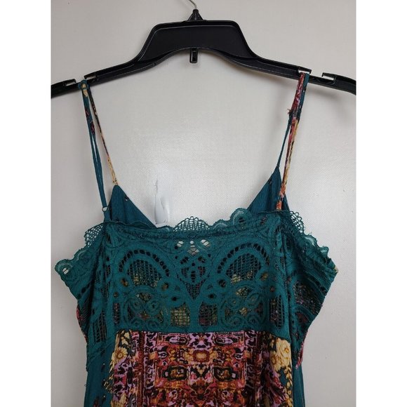 Free People Green Jade Combo BOHO Morning Song Maxi Dress Size Small - Picture 7 of 11